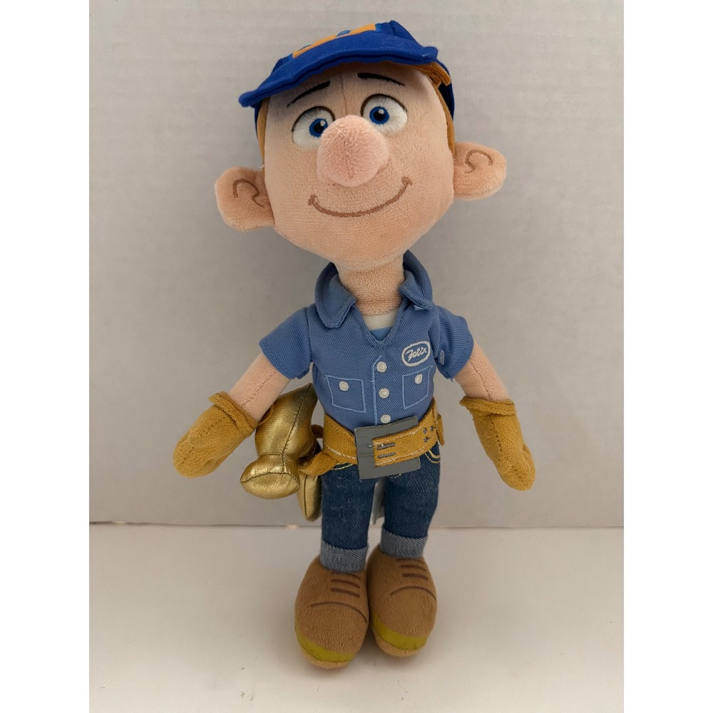 Disney Store Fix-It Felix Jr Plush Wreck-It Ralph 12 Inch Soft Doll Gold Hammer